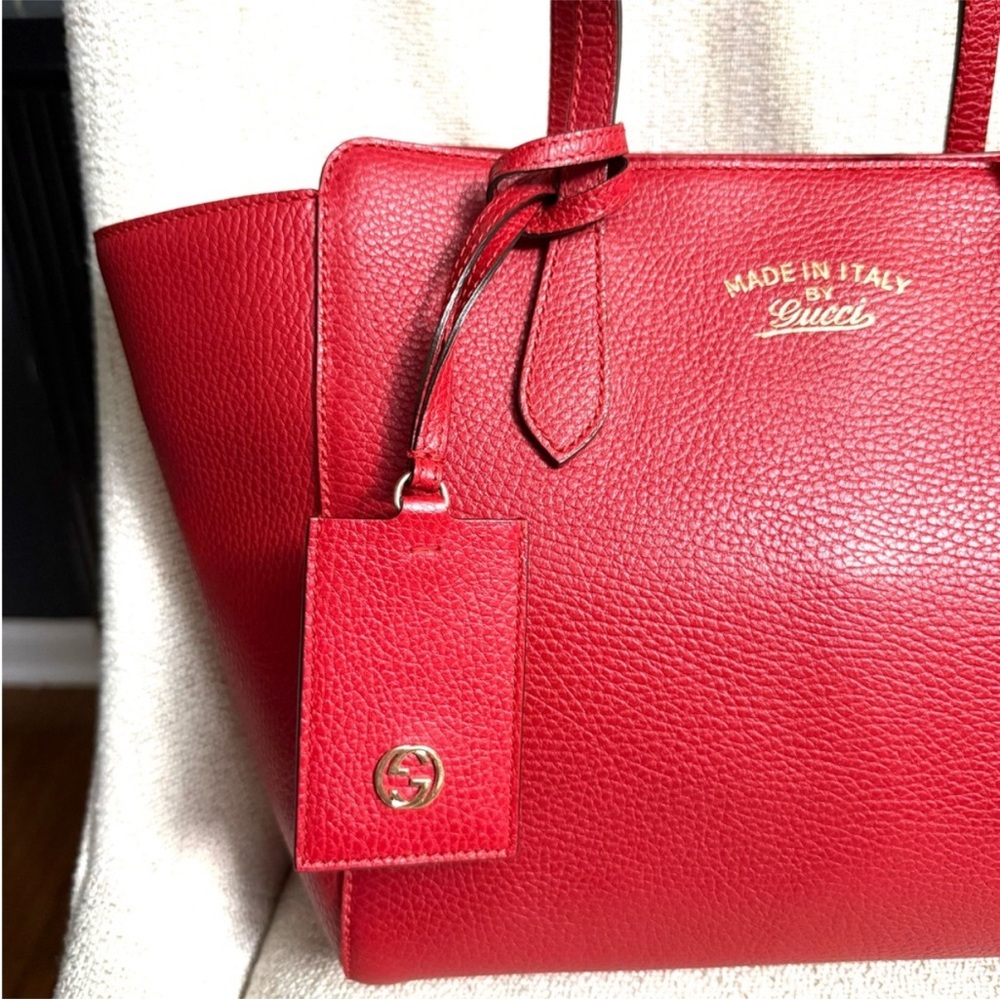 Authentic Gucci Swing tote bag red leather medium size - Picture 5 of 16